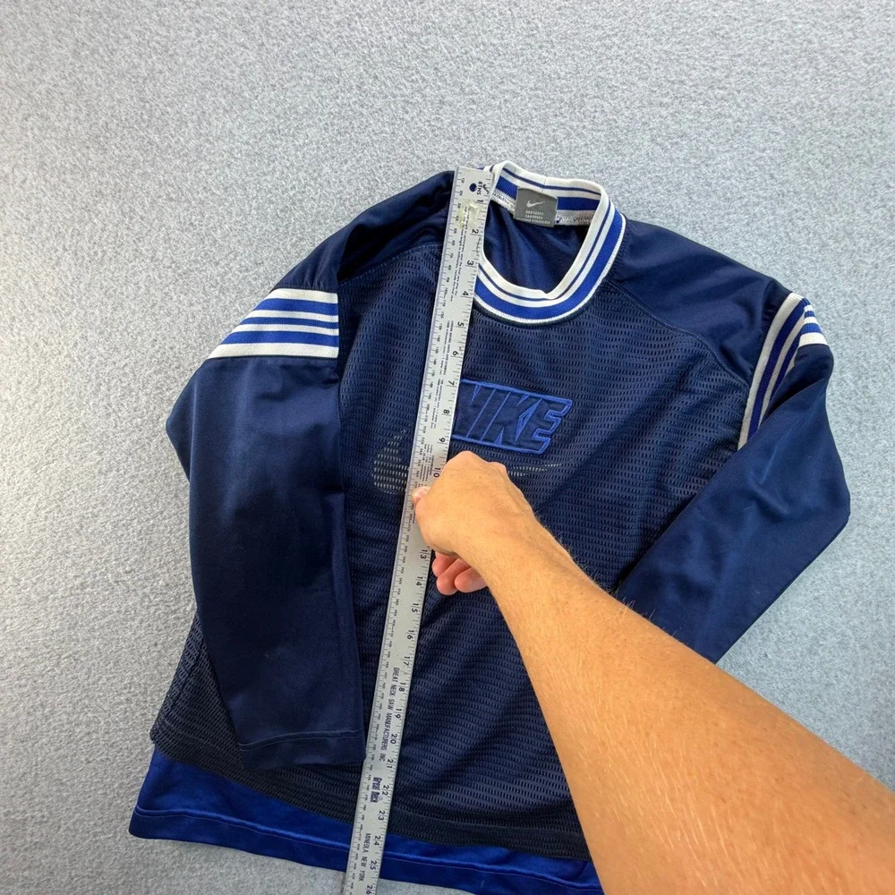 Nike Boys Navy Blue Mesh Long Sleeve Athletic Jersey Top Size M 10-12 Y2K Style